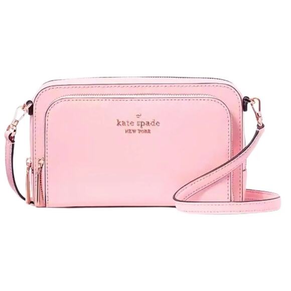 kate spade new york Handbags - Kate Spade Staci Dual Zip Around Crossbody Quartz Pink Leather WLR00410 NWT $259
